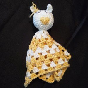 Crochet Yellow Big Nose Bunny Lovey/New